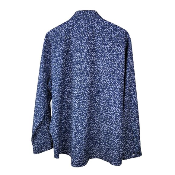 J. Ferrar Floral Button Up XL Shirt Blue Long Sleeve Slim Fit Stretch Profession - Picture 4 of 5